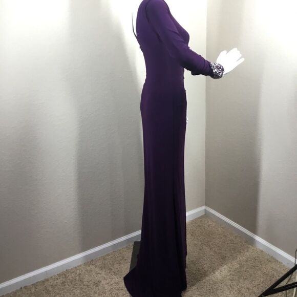 Eliza J Beaded Sleeve Ruched Jersey Gown (G5) - Picture 4 of 8